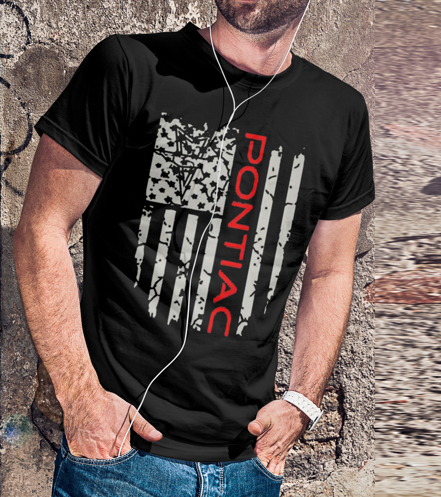 Pontiac Distressed American Flag With Firebird Emblem T-Shirt