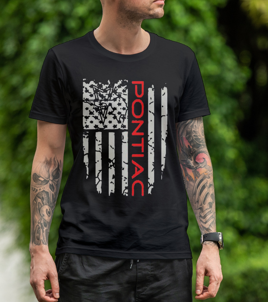 Pontiac Distressed American Flag With Firebird Emblem T-Shirt
