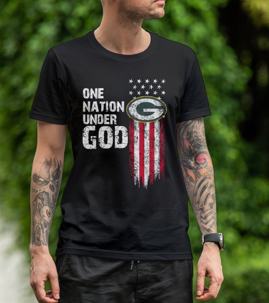 Green Bay Packers One Nation Under God Stars And Stripes T-Shirt
