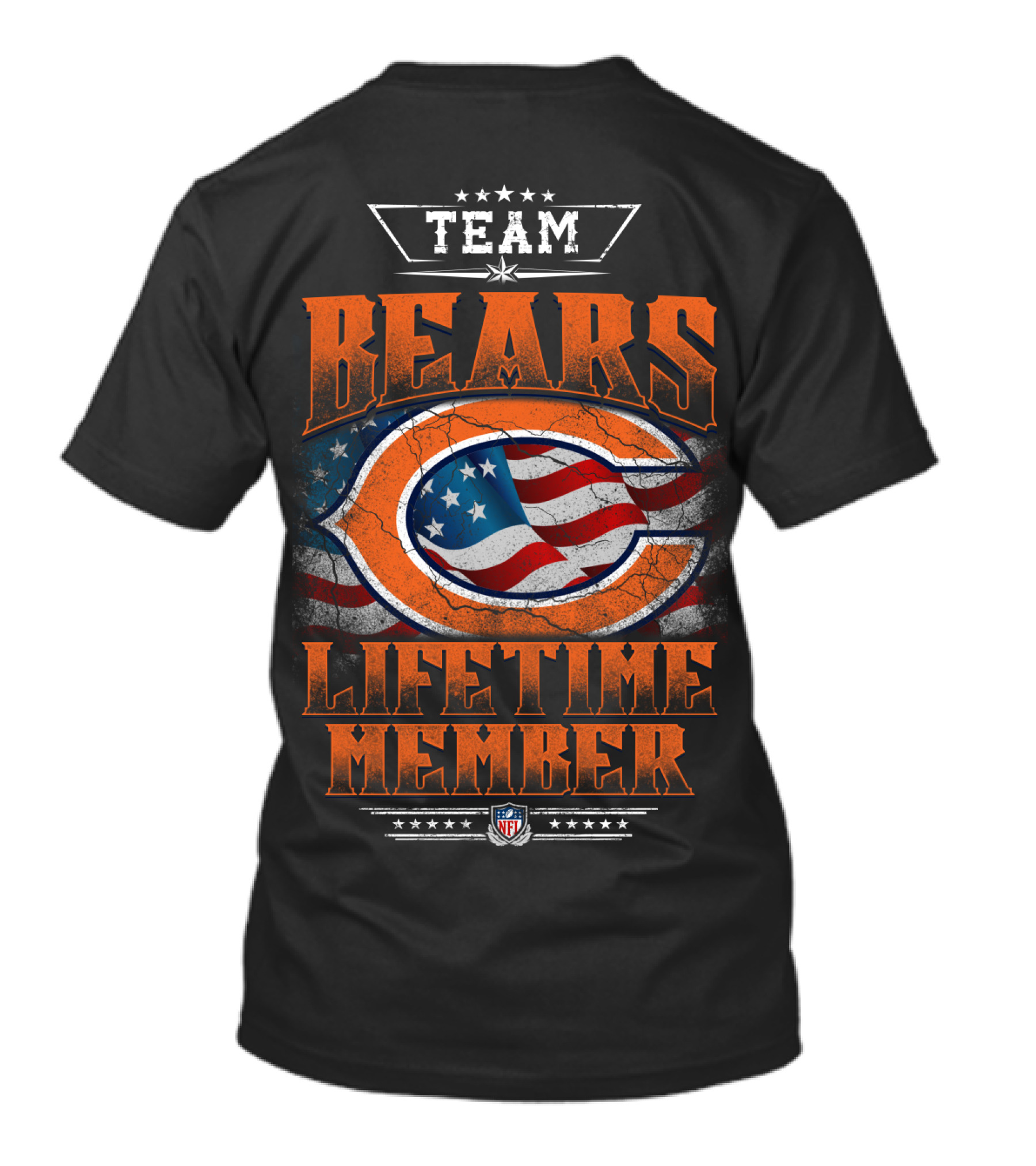Team Chicago Bears Lifetime Member American Flag Nfl Stars T-Shirt