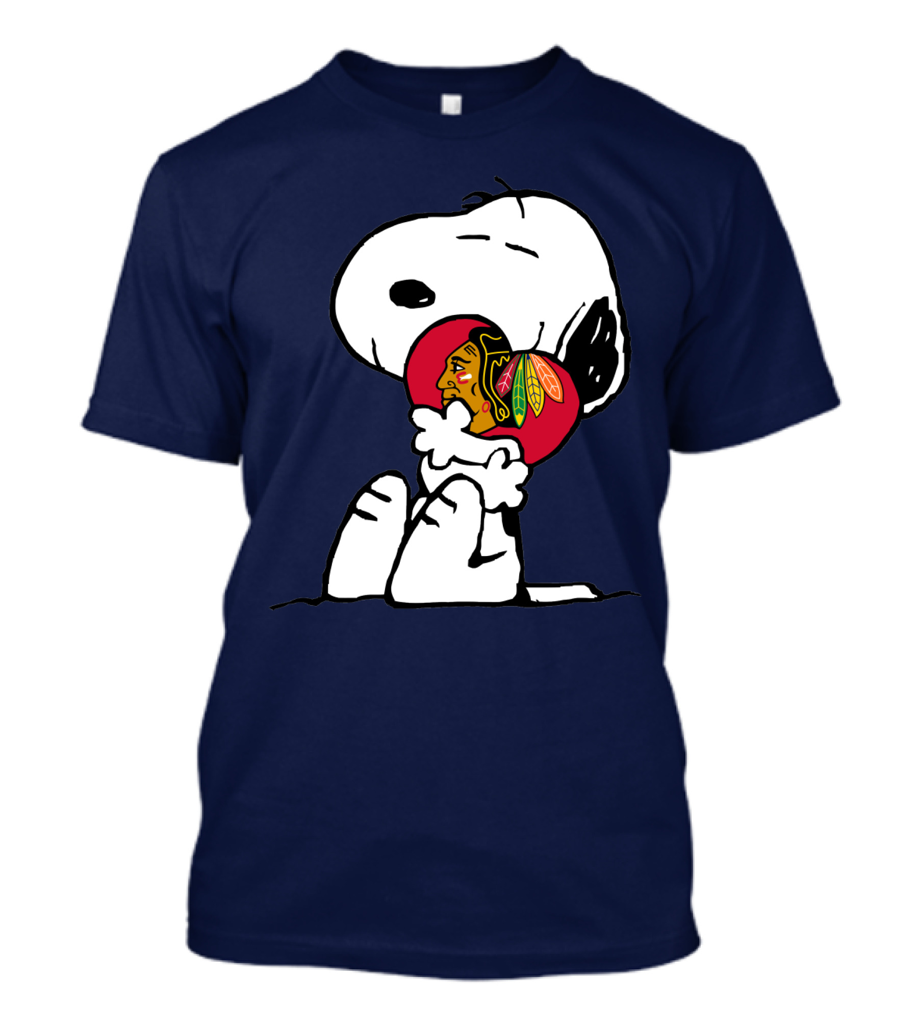 Snoopy Hugging Chicago Blackhawks Hockey T-Shirt