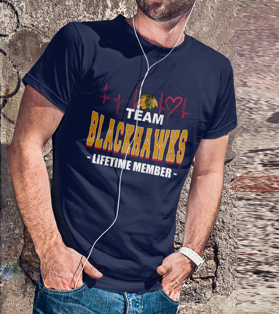 Team Blackhawks Lifetime Member Heartbeat T-Shirt