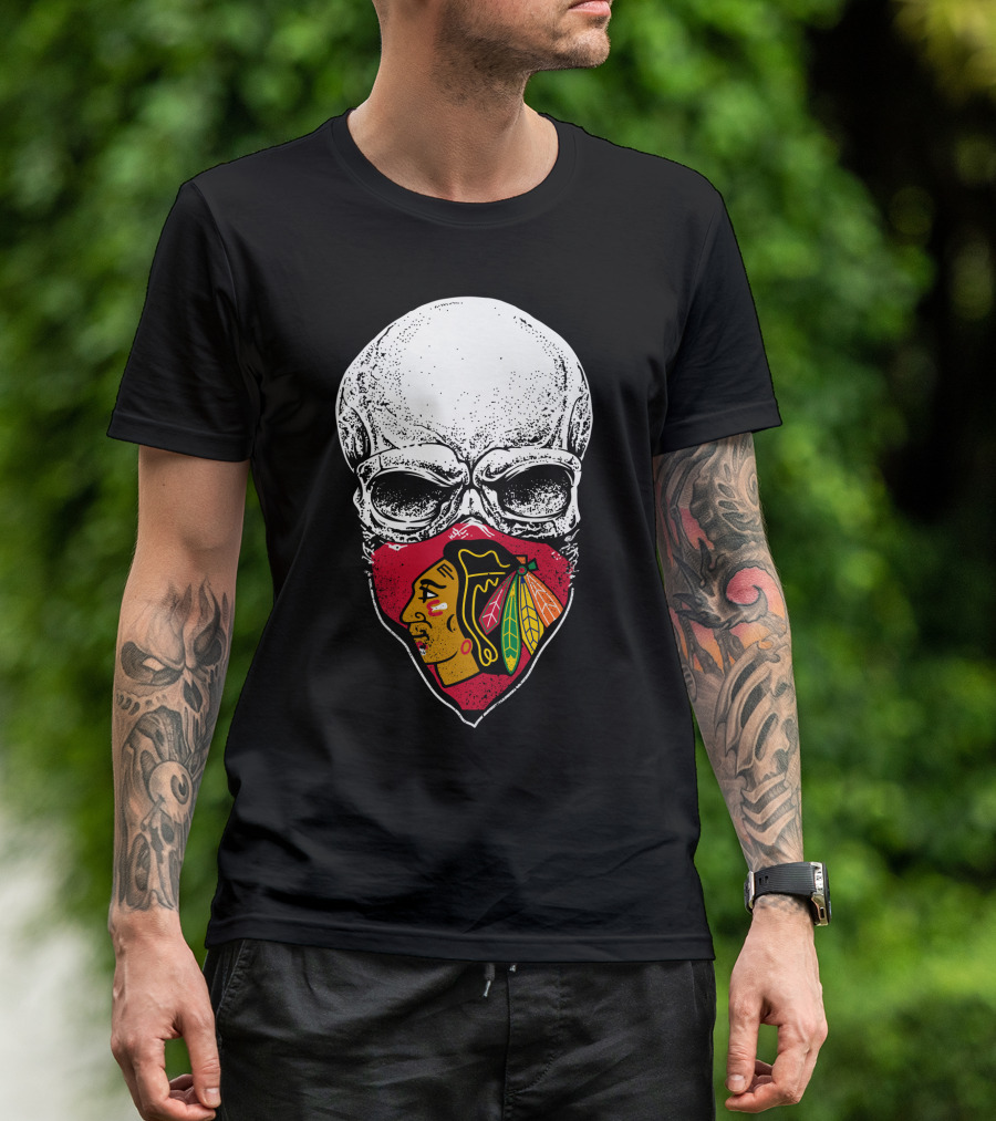 Chicago Blackhawks Skull Mask T-Shirt