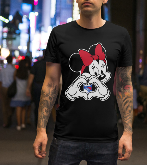 Minnie Mouse Heart Hands New York Rangers T-Shirt