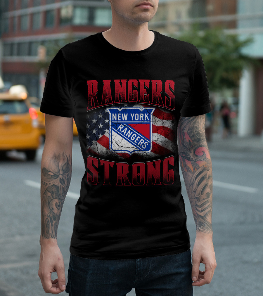 New York Rangers Strong Usa Flag T-Shirt