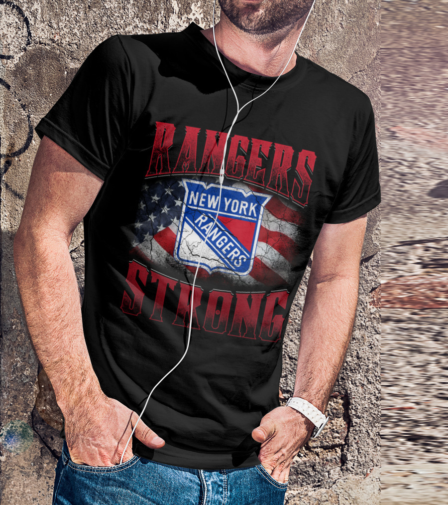 New York Rangers Strong Usa Flag T-Shirt