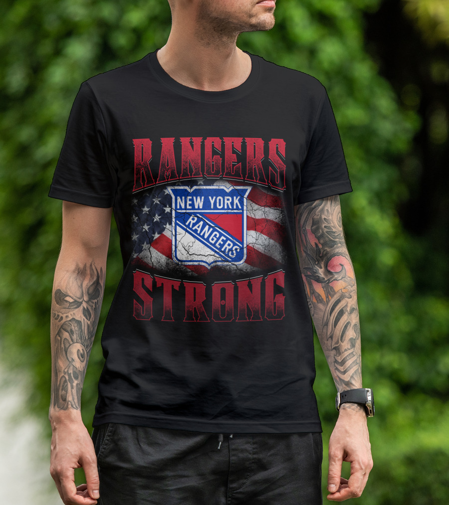 New York Rangers Strong Usa Flag T-Shirt
