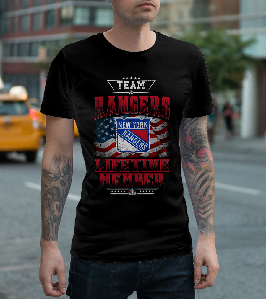 Team New York Rangers Lifetime Member Nfl American Flag T-Shirt