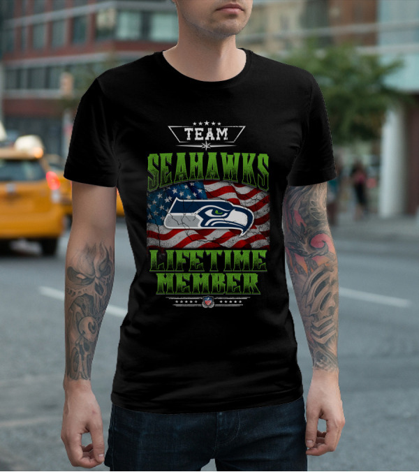 Team Seahawks Lifetime Member Nfl American Flag T-Shirt