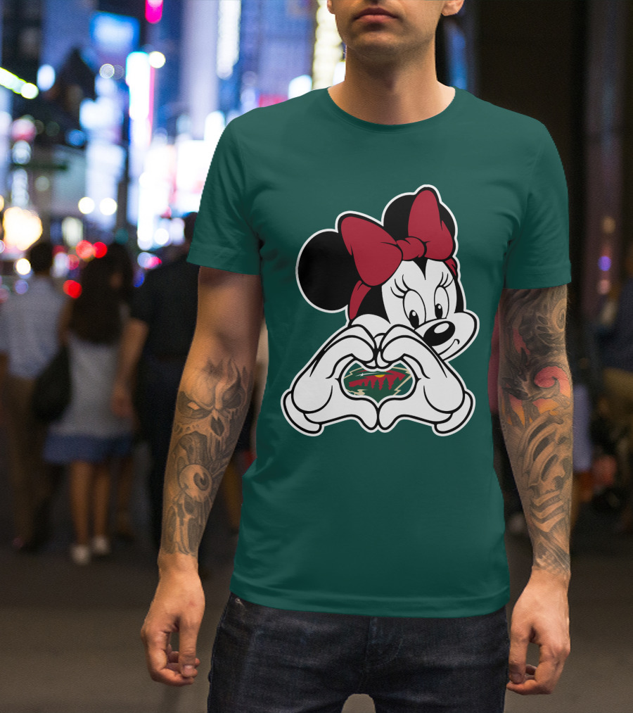 Minnesota Wild Minnie Mouse Heart Hands T-Shirt