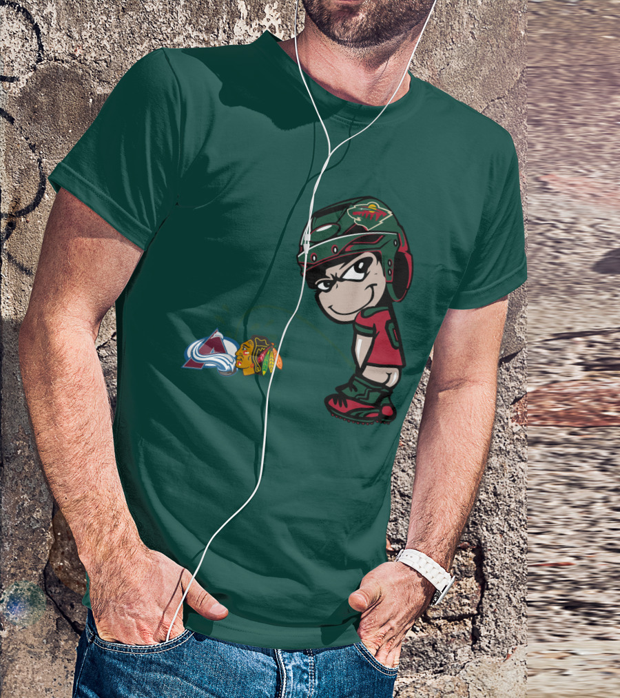 Minnesota Wild Hockey Team Rivalry With Chicago And Colorado Logos T-Shirt