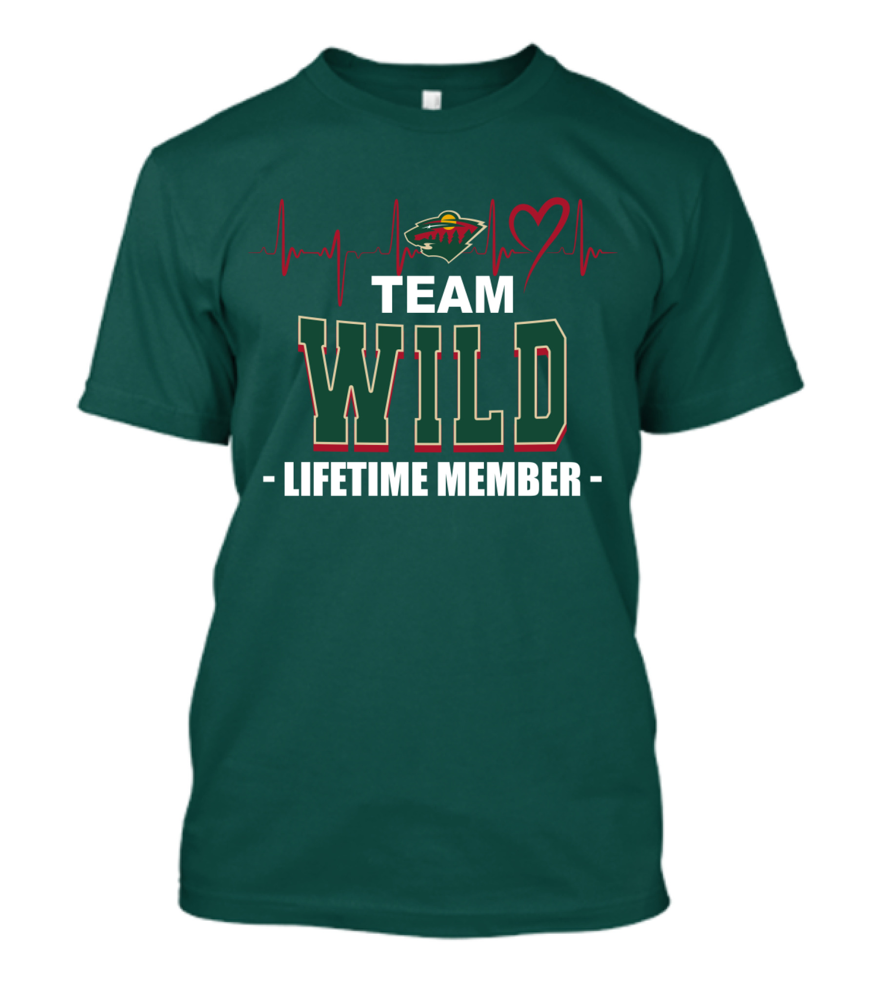 Team Minnesota Wild Lifetime Member Heartbeat T-Shirt