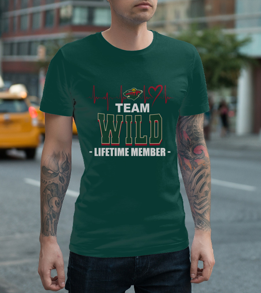 Team Minnesota Wild Lifetime Member Heartbeat T-Shirt