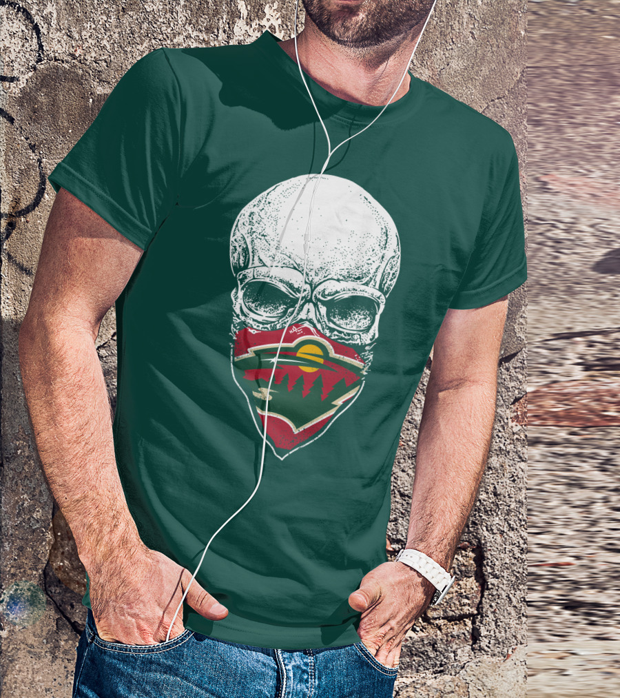 Minnesota Wild Hockey Skull Logo Bandana T-Shirt