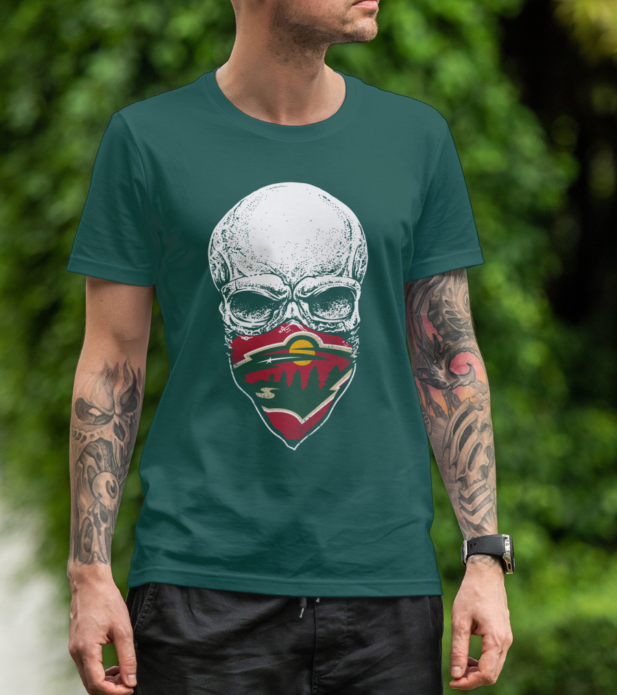 Minnesota Wild Hockey Skull Logo Bandana T-Shirt