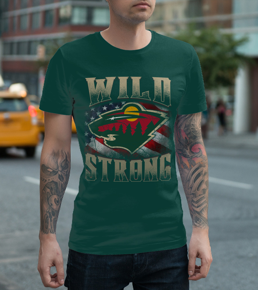 Minnesota Wild Strong American Flag T-Shirt