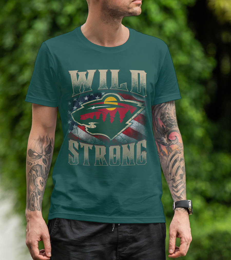 Minnesota Wild Strong American Flag T-Shirt