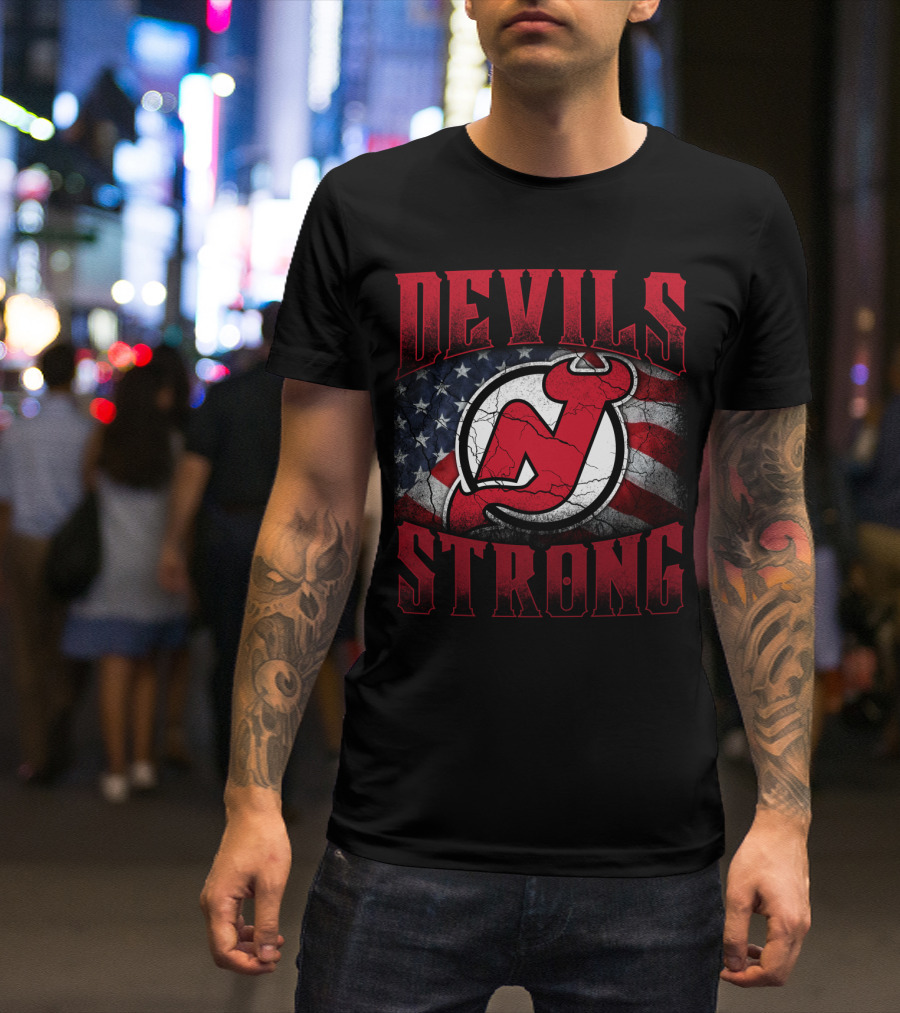 New Jersey Devils Strong American Flag T-Shirt