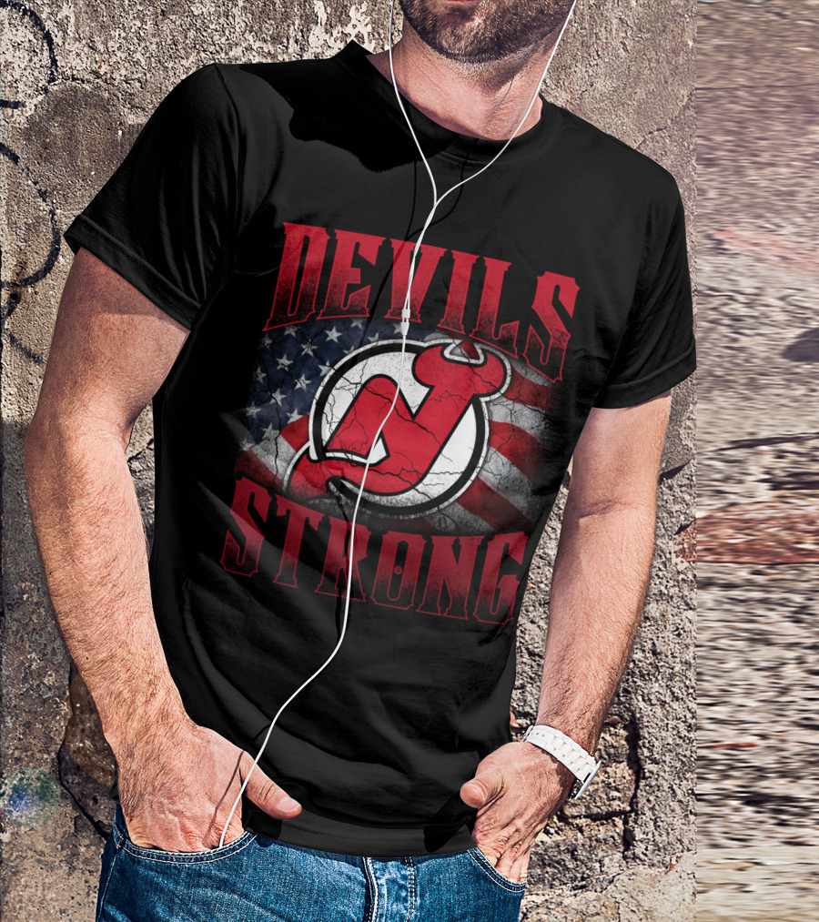 New Jersey Devils Strong American Flag T-Shirt