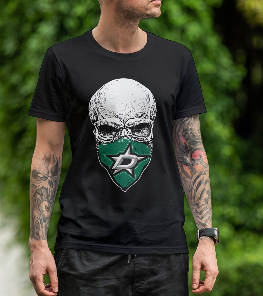 Dallas Stars Logo Over Skull T-Shirt