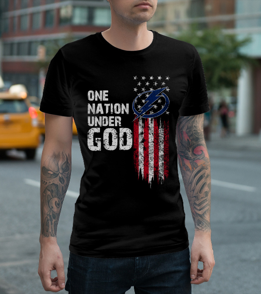 One Nation Under God Tampa Bay Lightning Flag T-Shirt
