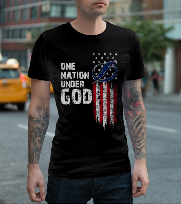One Nation Under God Tampa Bay Lightning Flag T-Shirt