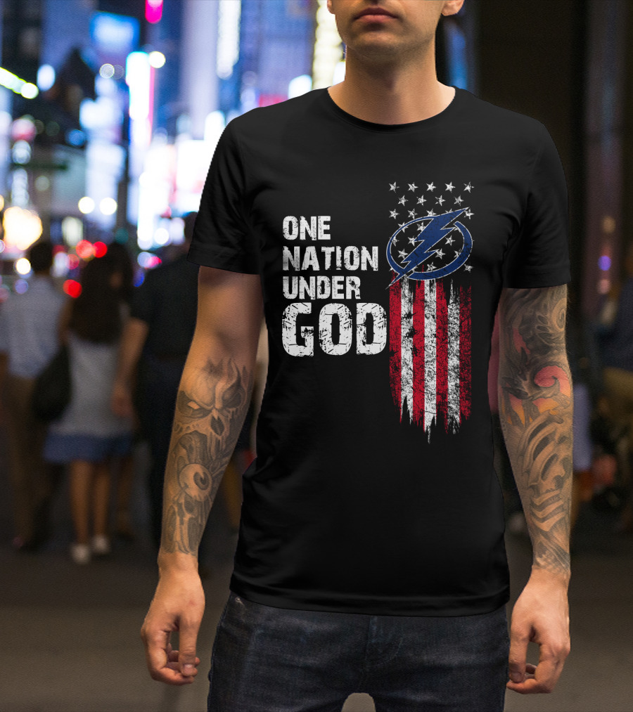 One Nation Under God Tampa Bay Lightning Flag T-Shirt