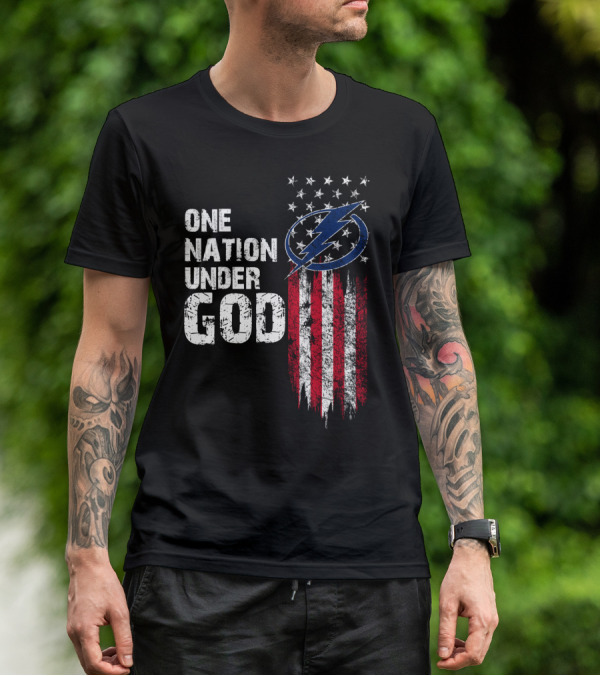 One Nation Under God Tampa Bay Lightning Flag T-Shirt