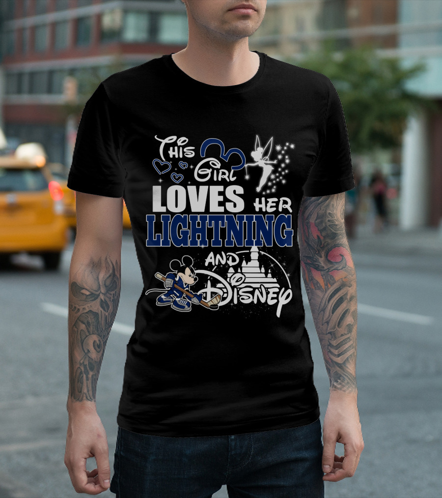 This Girl Loves Her Lightning And Disney With Hockey Mickey And Castle T-Shirt