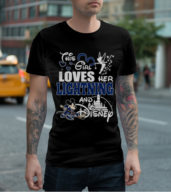 This Girl Loves Her Lightning And Disney With Hockey Mickey And Castle T-Shirt