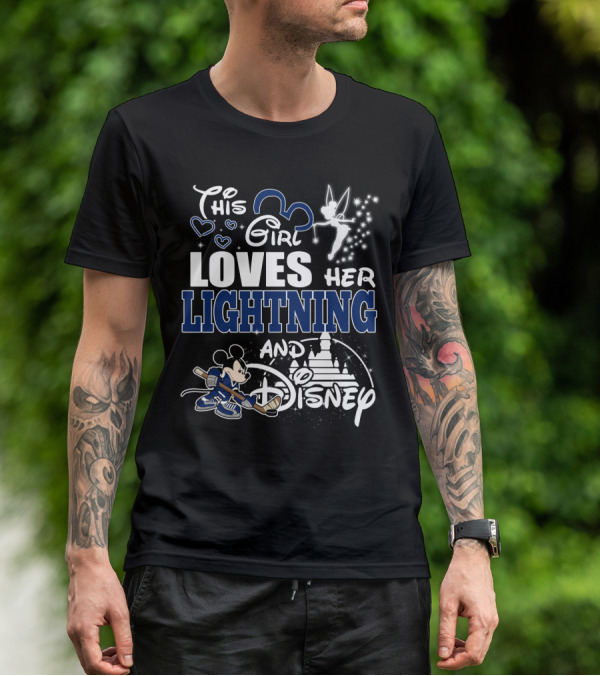 This Girl Loves Her Lightning And Disney With Hockey Mickey And Castle T-Shirt