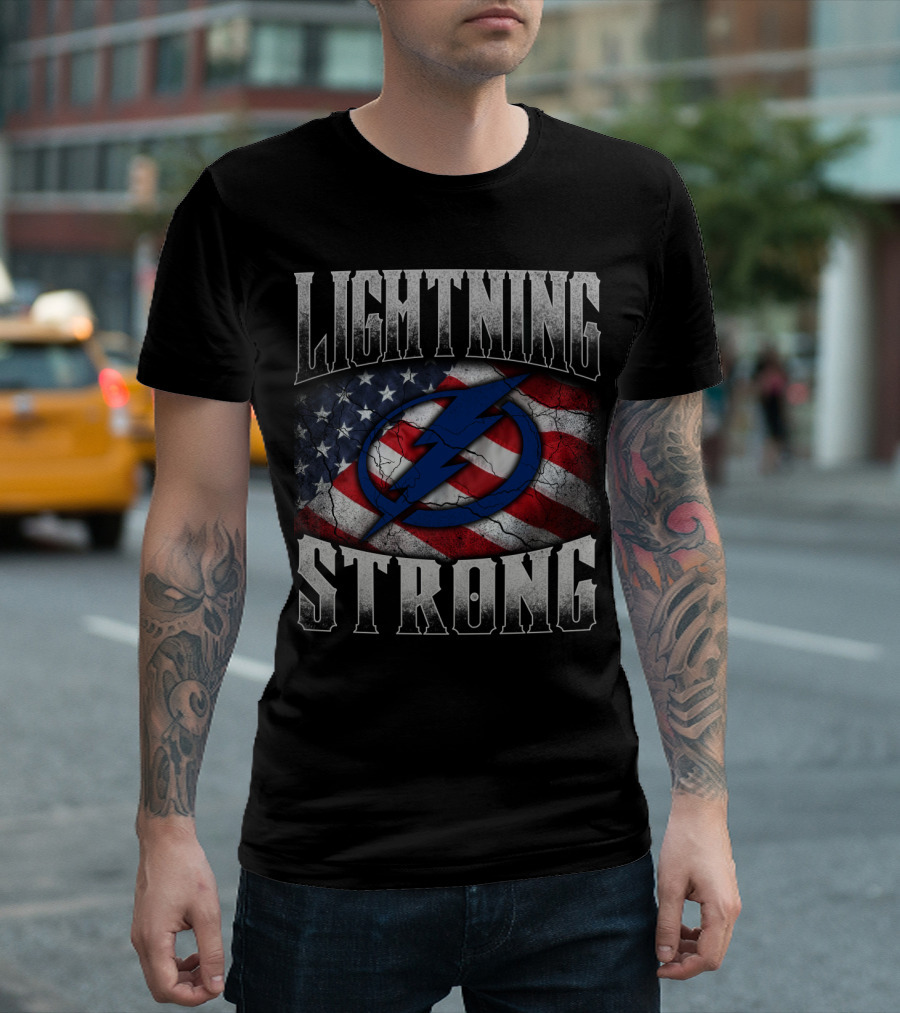 Lightning Strong Tampa Bay American Flag T-Shirt