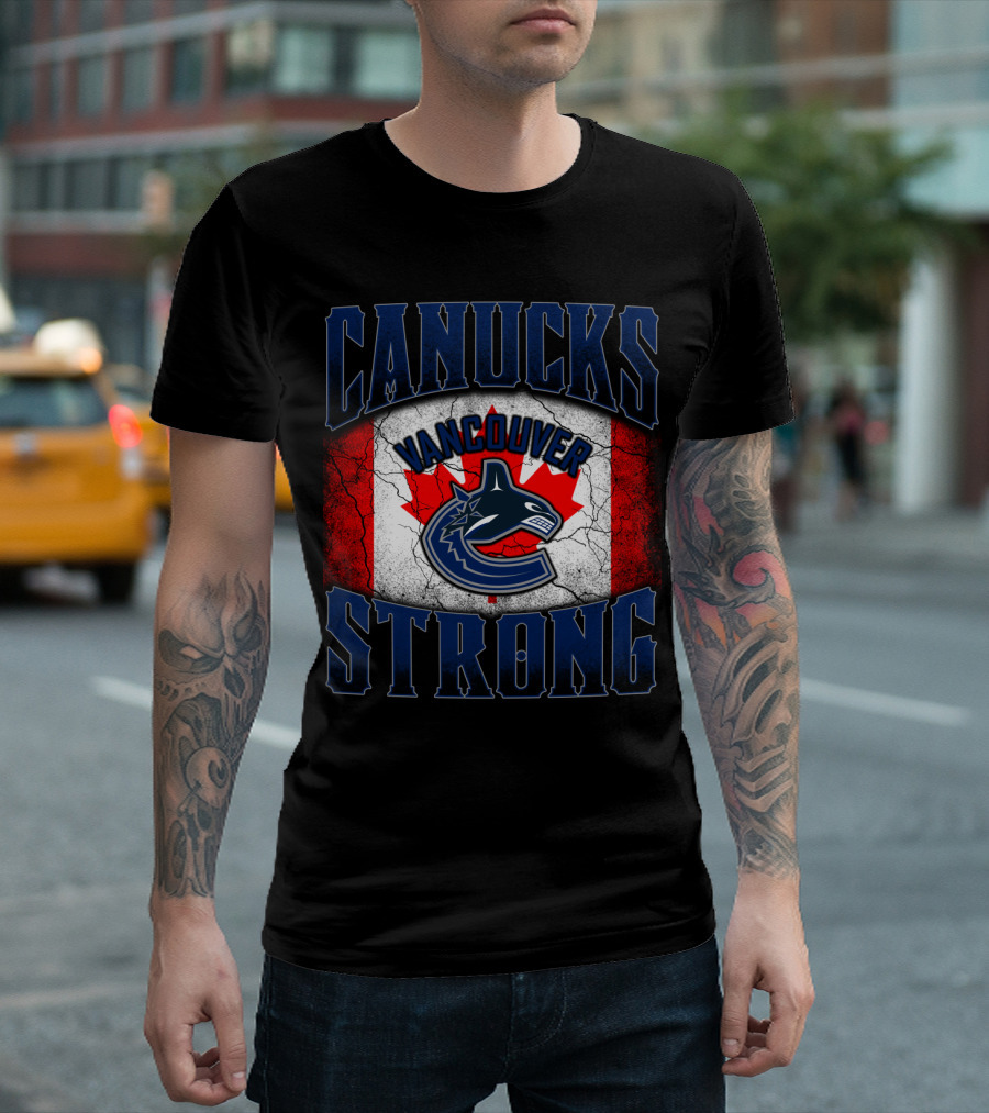 Vancouver Canucks Strong Canadian Flag Hockey T-Shirt