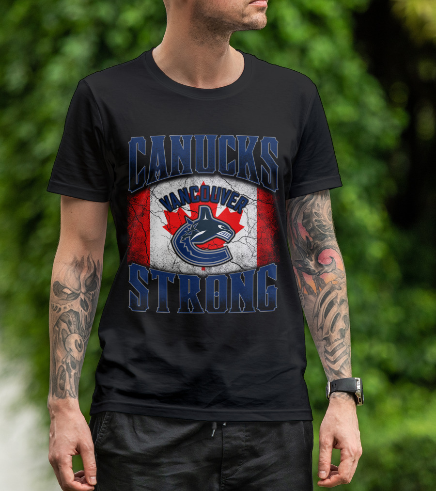 Vancouver Canucks Strong Canadian Flag Hockey T-Shirt