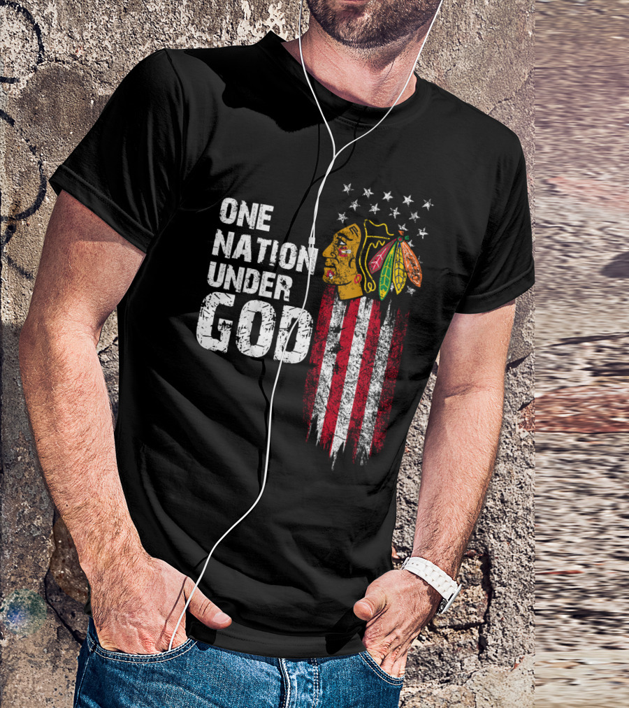 One Nation Under God Blackhawks Stars And Stripes T-Shirt