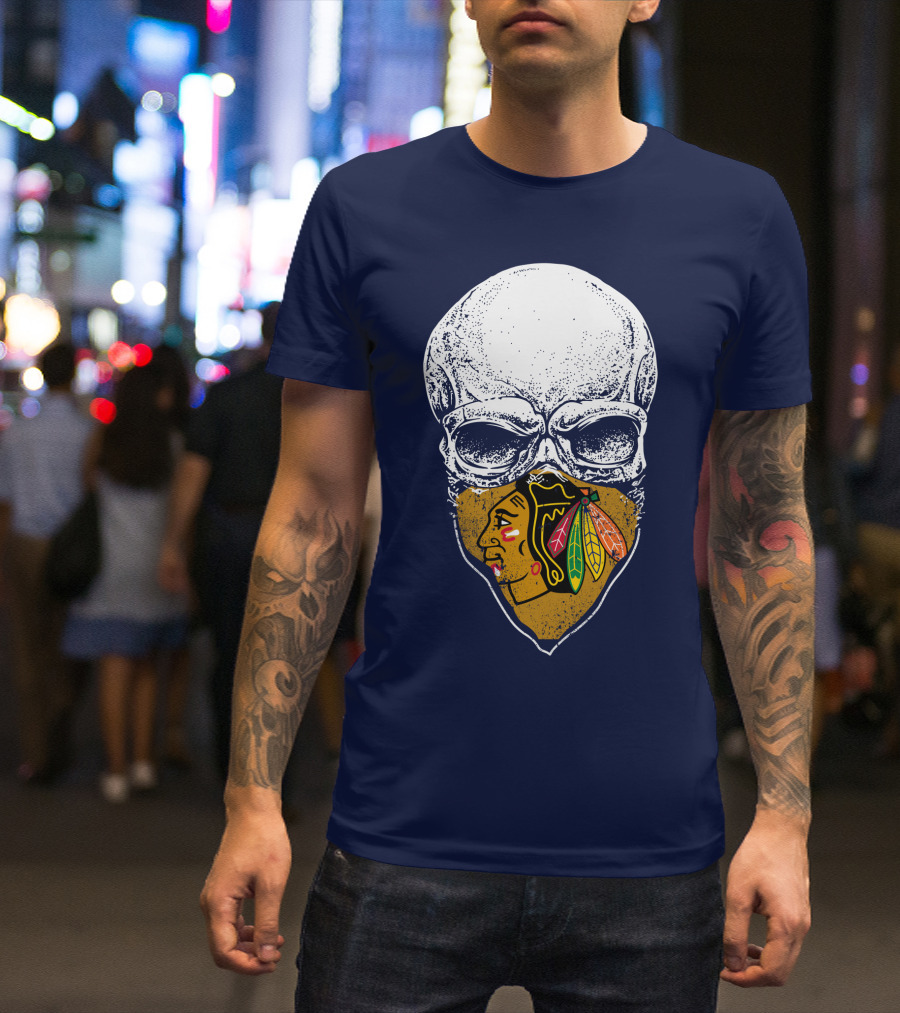 Blackhawks Skull Face Mask T-Shirt
