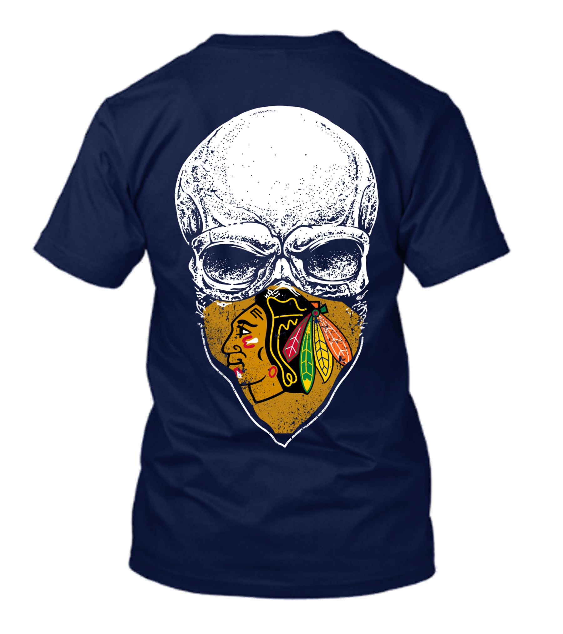 Skull With Native American Mask Blackhawks Logo Inspired T-Shirt