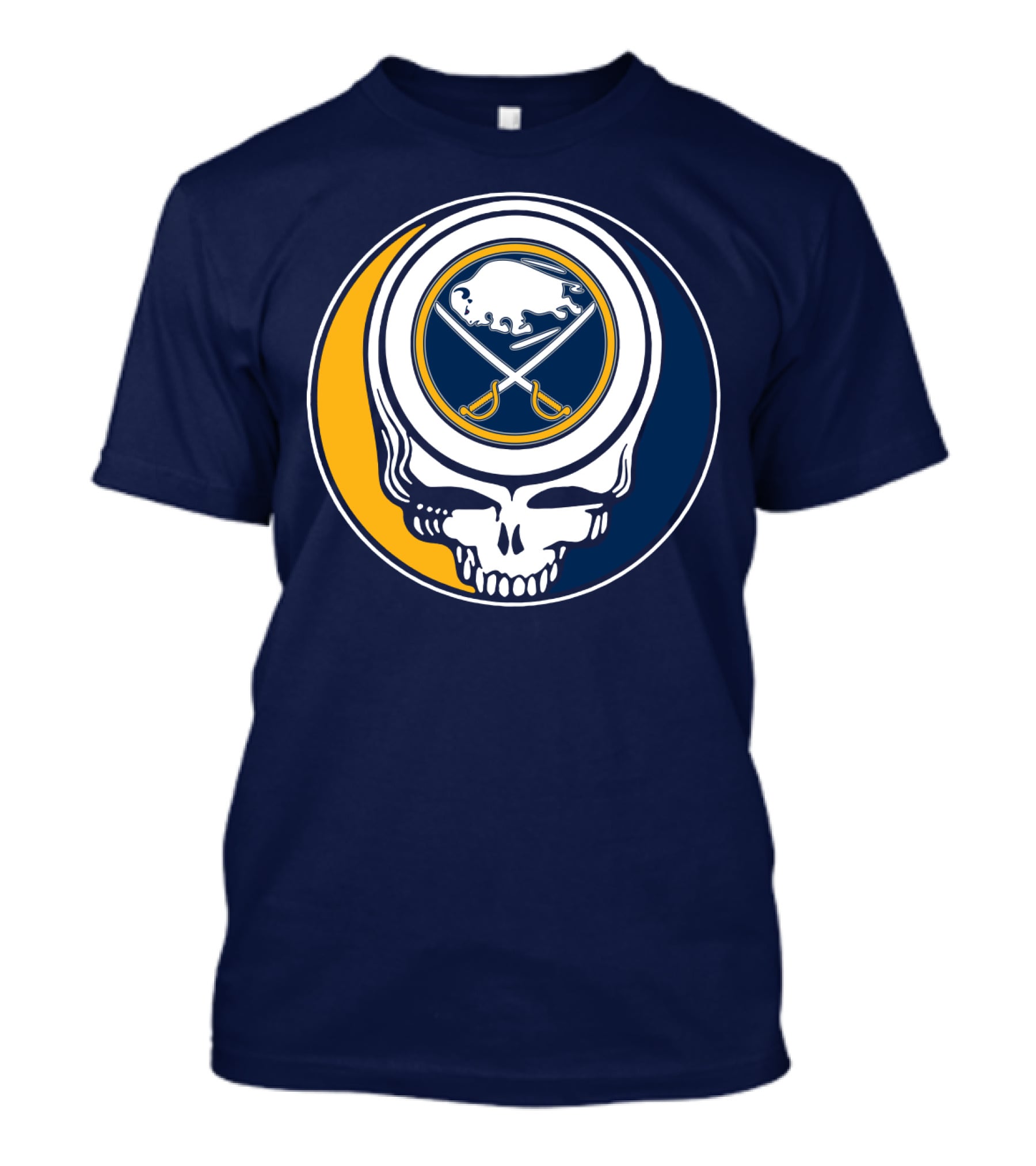Buffalo Sabres Skull Logo Crossing Hockey Sticks And Circle T-Shirt