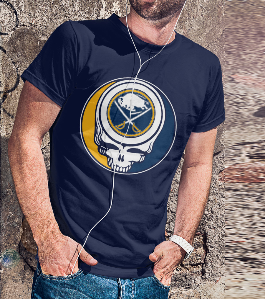 Buffalo Sabres Skull Logo Crossing Hockey Sticks And Circle T-Shirt