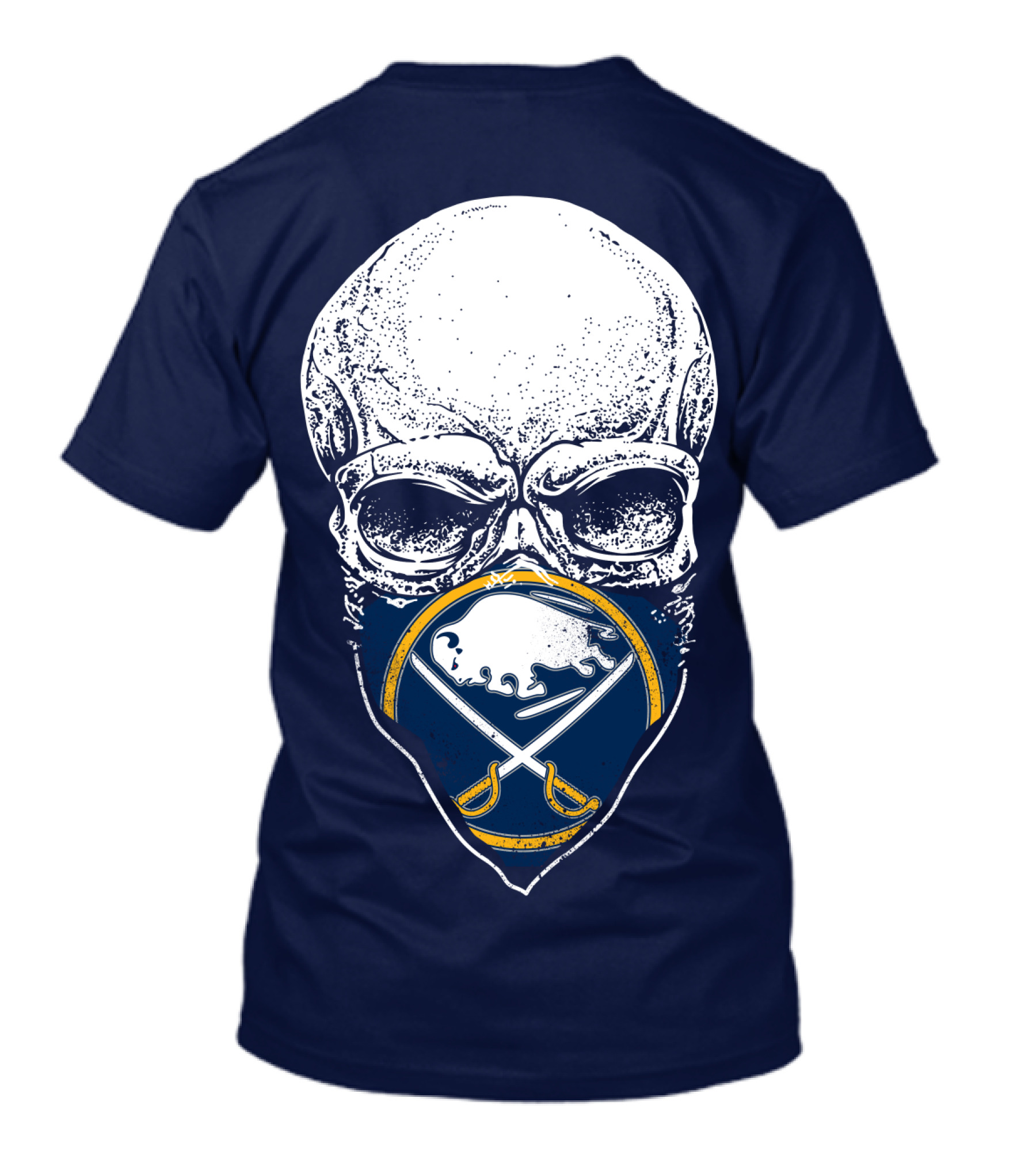 Buffalo Sabres Skull Mask Emblem With Crossed Sabres And Buffalo Silhouette T-Shirt