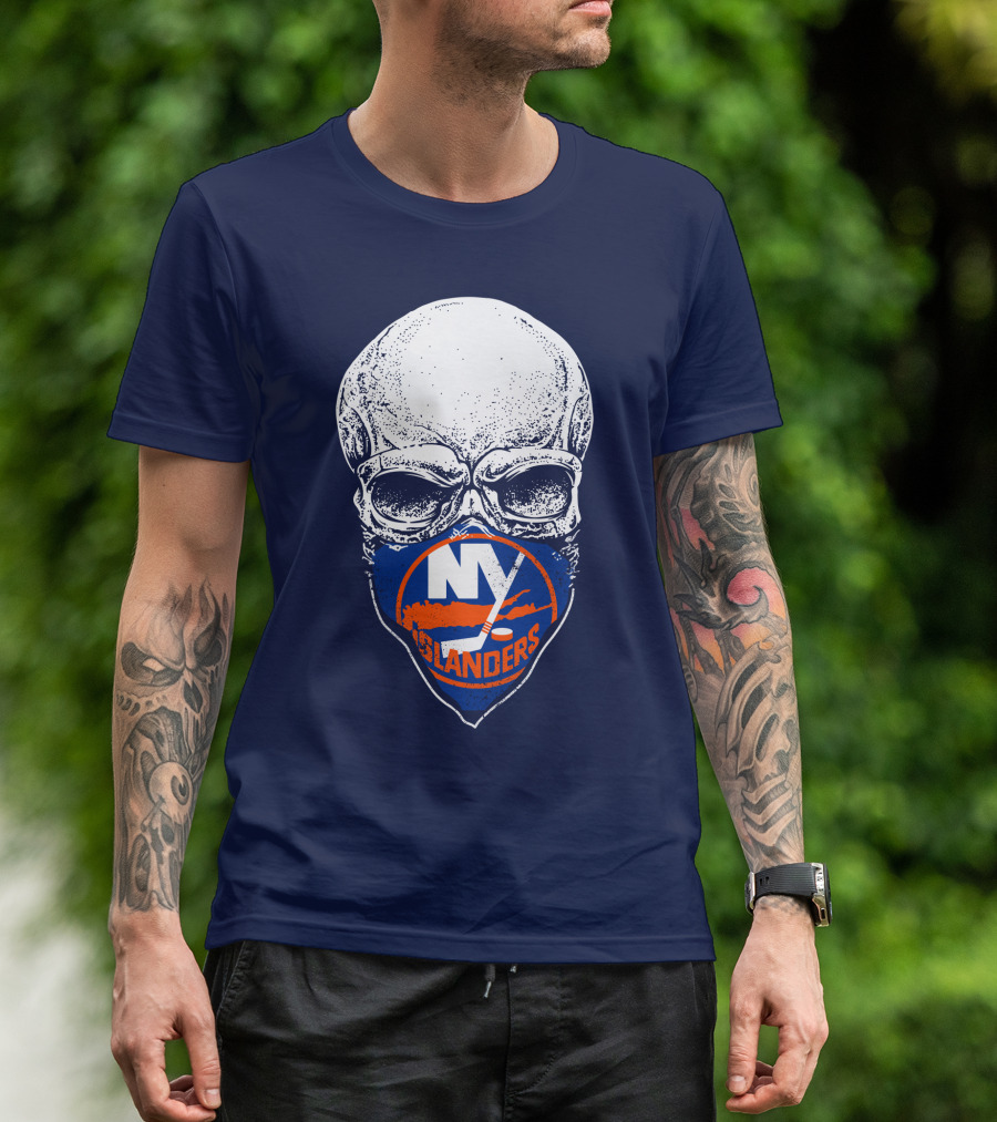 Ny Islanders Skull Logo Hockey Fan T-Shirt
