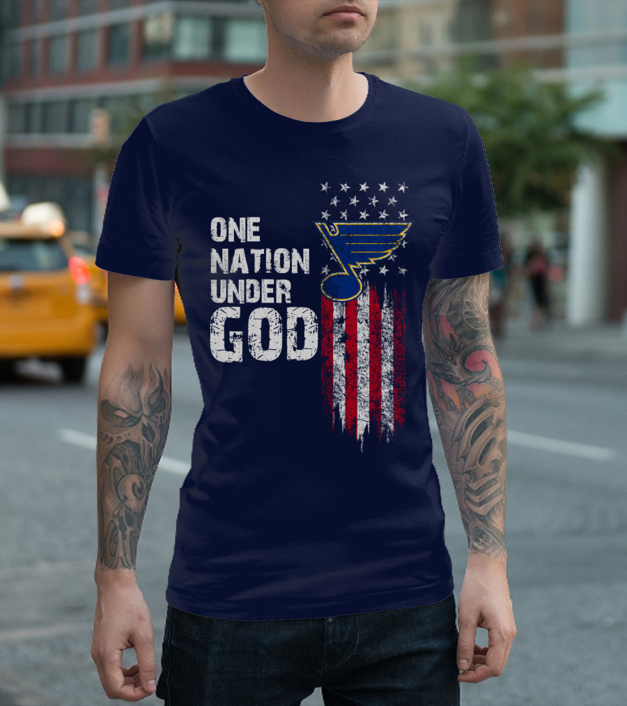 One Nation Under God St. Louis Blues American Flag Stars T-Shirt