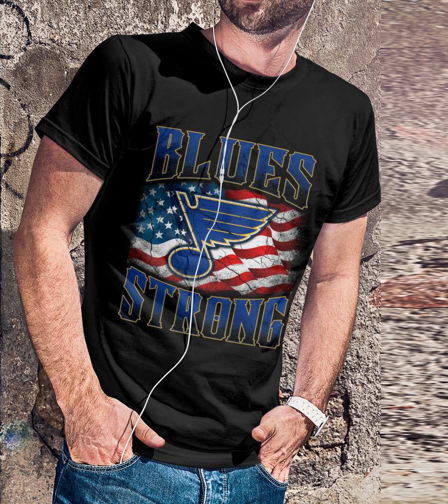 Blues Strong St. Louis American Flag T-Shirt