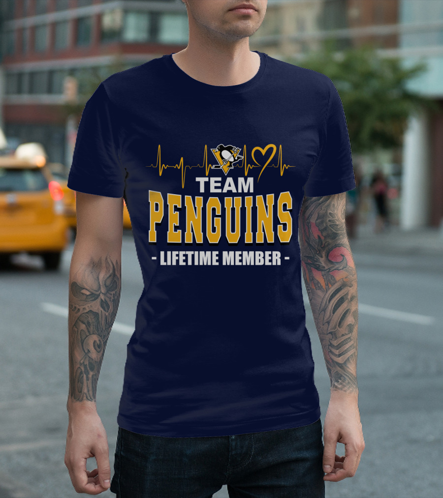 Team Penguins Lifetime Member Pittsburgh Penguins Heartbeat T-Shirt