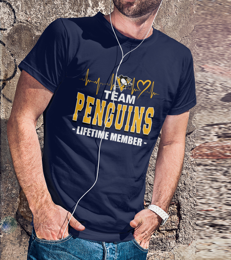 Team Penguins Lifetime Member Pittsburgh Penguins Heartbeat T-Shirt