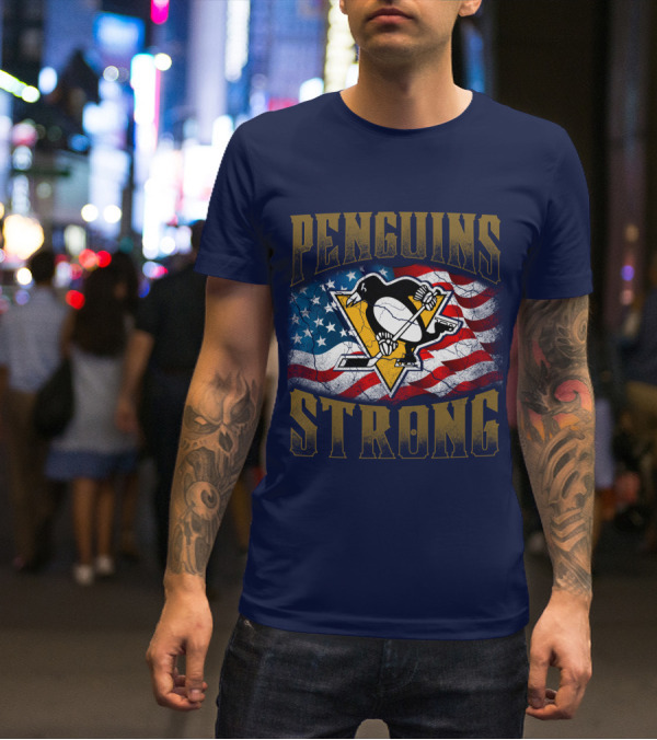 Pittsburgh Penguins Strong American Flag T-Shirt