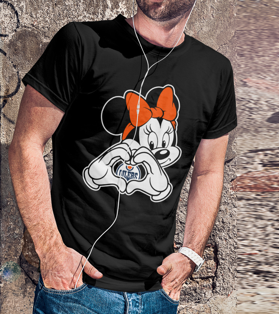 Edmonton Oilers Minnie Mouse Heart Hands T-Shirt