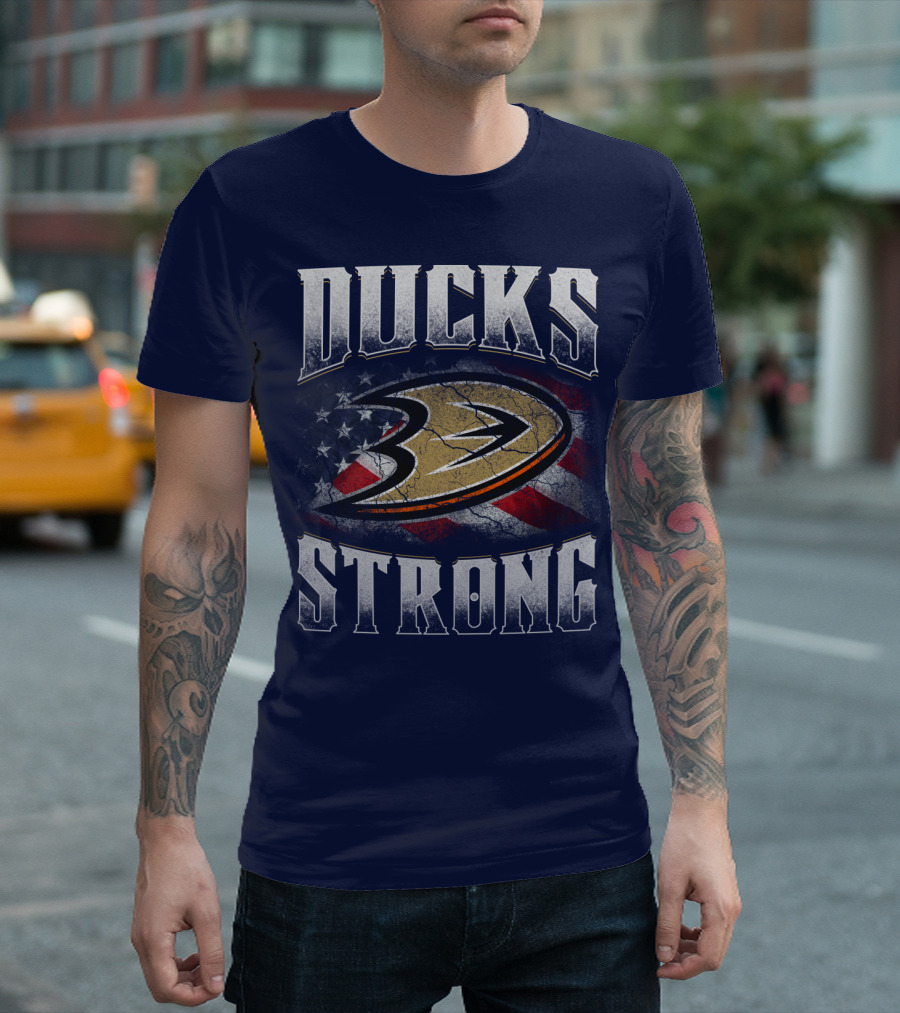 Ducks Strong Anaheim Ducks American Flag T-Shirt