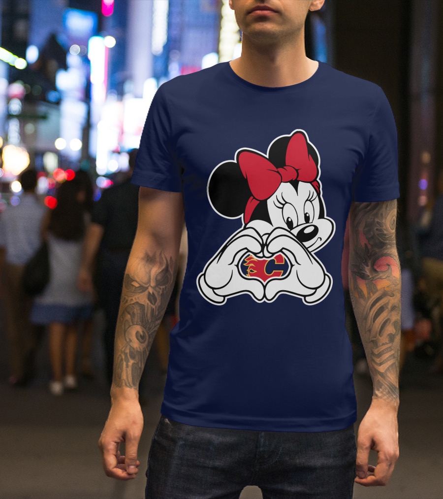 Minnie Heart Hands Calgary Flames T-Shirt