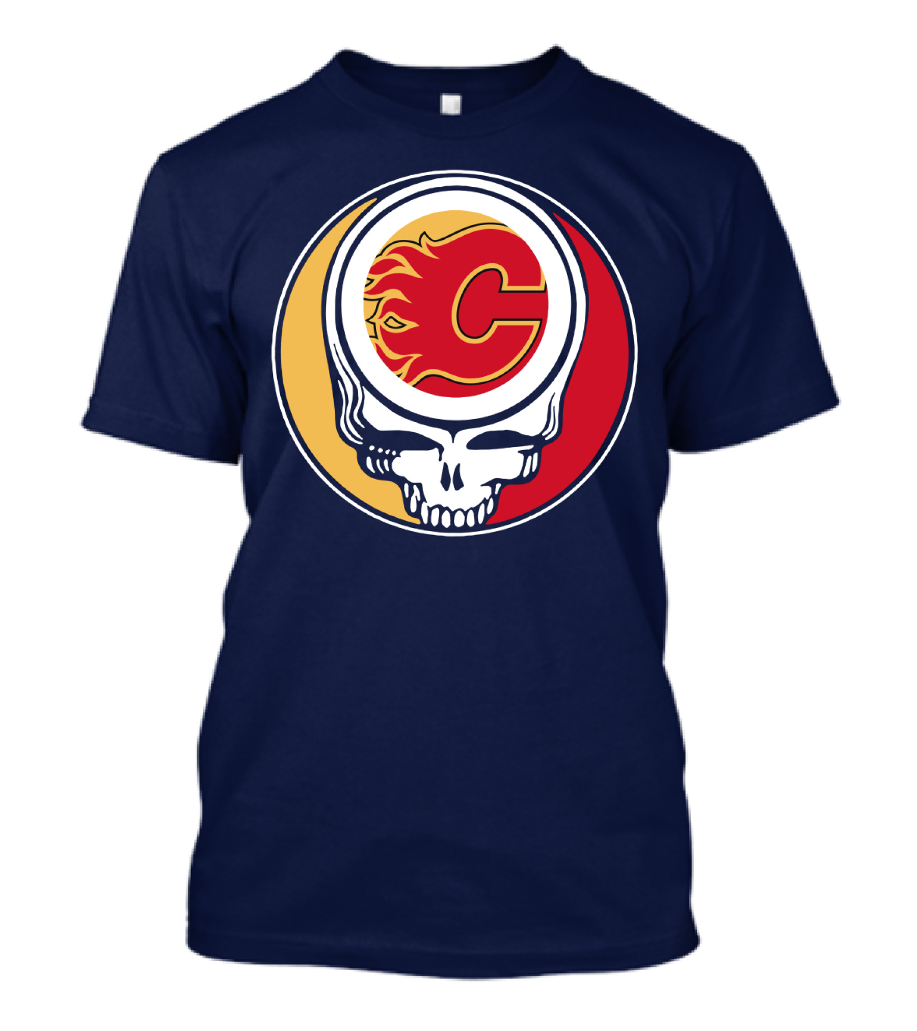 Calgary Flames Grateful Dead Skull Logo Fan Merchandise T-Shirt